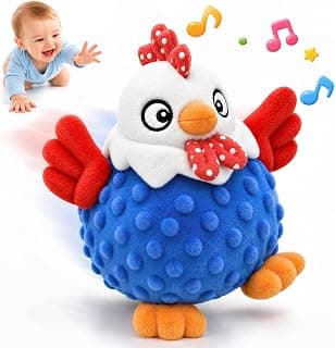 Baby Crawling Toys 40 Songs, USB Rechargeable Moving Toy for Tummy Time, Sensory Play & Baby Shower & 1 Year Old Gifts SAIMAND Baby Toys 12+ Months-Musical Moving Plush Chicken with Voice Replay B0GZ2SP7WS