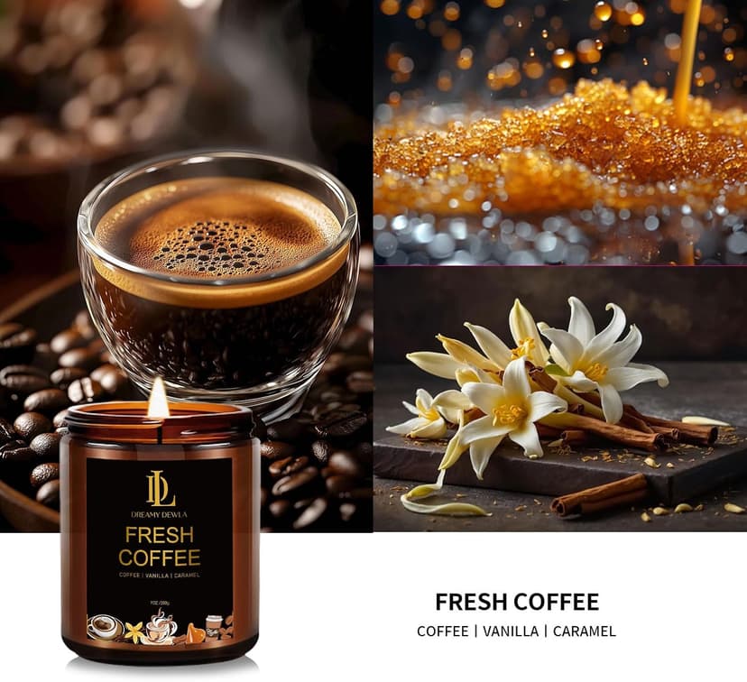 Fresh Coffee Candles, Coffee Scented Candle, Natural Soy Candles for Home Scented, Long Lasting with 50 Hour Burn Time, Gifts for Men Women B0F21RT1BQ