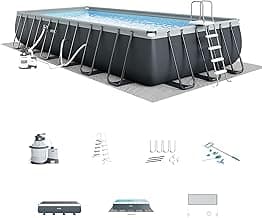 Intex 26367EH 24' x 12' x 52" Rectangular XTR Frame Swimming Pool w/ Filter Pump - Large Above Ground Backyard Rectangle Pool w/ 45-Inch Deep Water