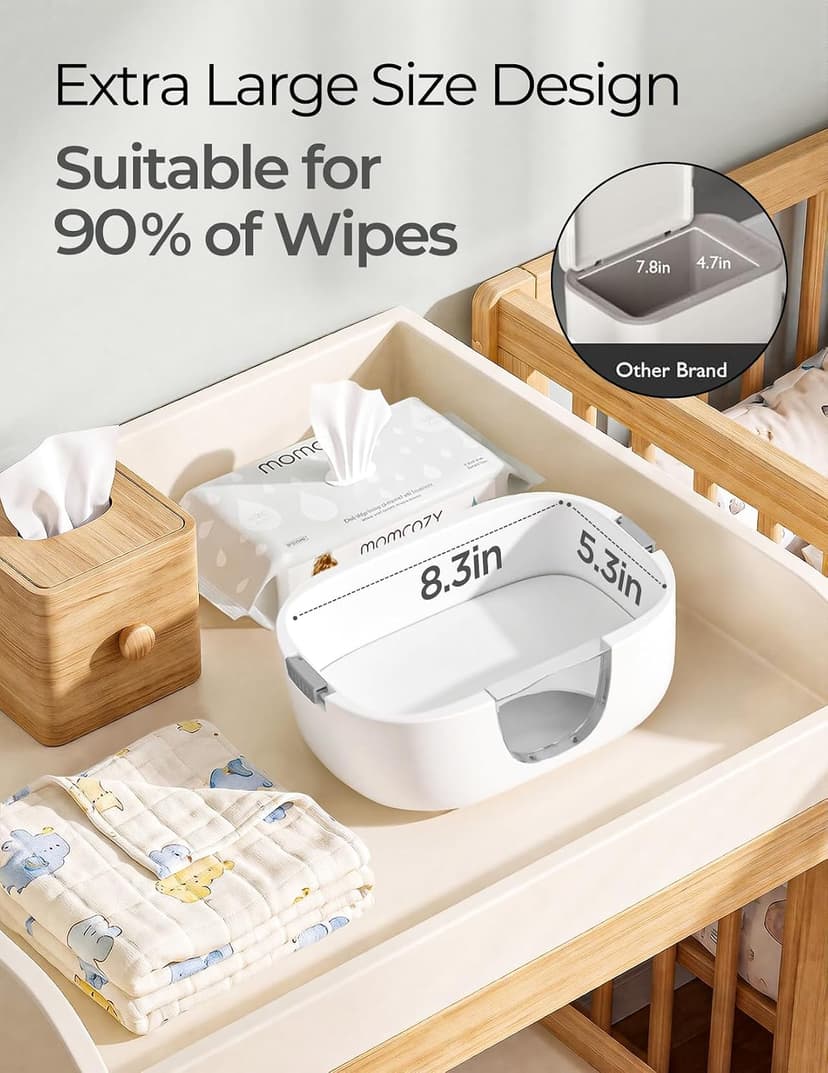 Wipe Warmer with Night Light, Fast and Even Heating, 4 Adjustable Temperature Modes, Baby Shower & Registry Must-haves, Grey Momcozy Baby Wipe Warmer, Innovative Spring Design,Large Capacity Dispenser B0FZKLFGJ1
