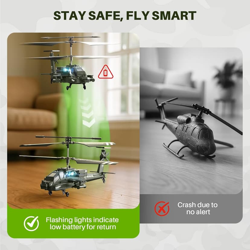 SYMA RC Helicopters, S51H Remote Control Helicopter 2.4GHz Military Army Toys for Boys Girls Kids with Altitude Hold, One Key Take Off/Landing, LED Light, Low Battery Reminder