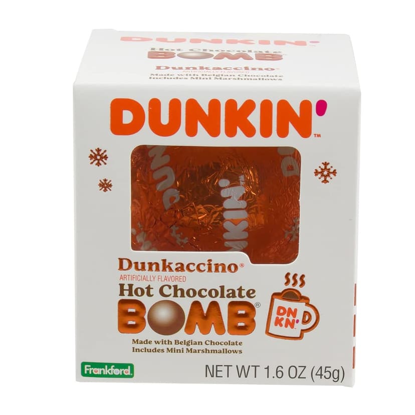 Dunkin' Hot Chocolate BOMB 4 Pack Assorted Flavors Bundle- Original, Mint, Dunkaccino, Caramel, Four Hot Cocoa Melting Balls, Stocking Stuffer Holiday Gift Set