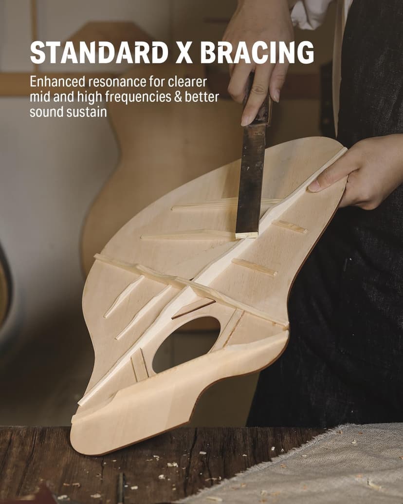 Donner 41” Acoustic Guitar Bundle for Beginners Adults with Online Lesson, 4/4 Full Size Steel Acustica Guitarra with Gig Bag, Tuner, Strap, Strings, Picks, Capos, Cutaway, Natural, DAG-1C/DAD-110C