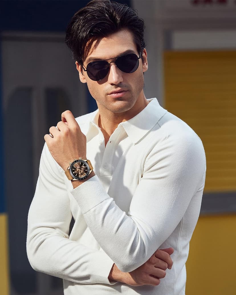 BENYAR BY BENYAR Watch for Men Analog Quartz Chronograph Waterproof Luminous Designer Mens Wrist Watches Business Work Sport Casual Dress Watch with Silicone Strap Elegant Gifts for Men