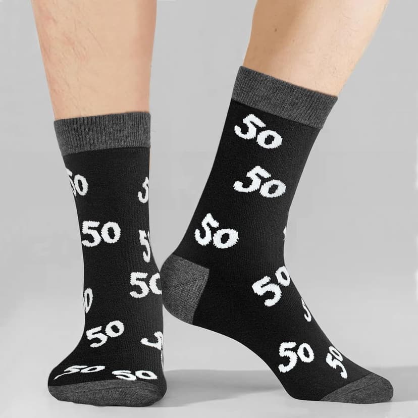 40th 50th 60th Birthday Gifts For Him, Men 40th 50th 60th Birthday Decorations, Cool Gifts Funny Crews Black Cotton Socks
