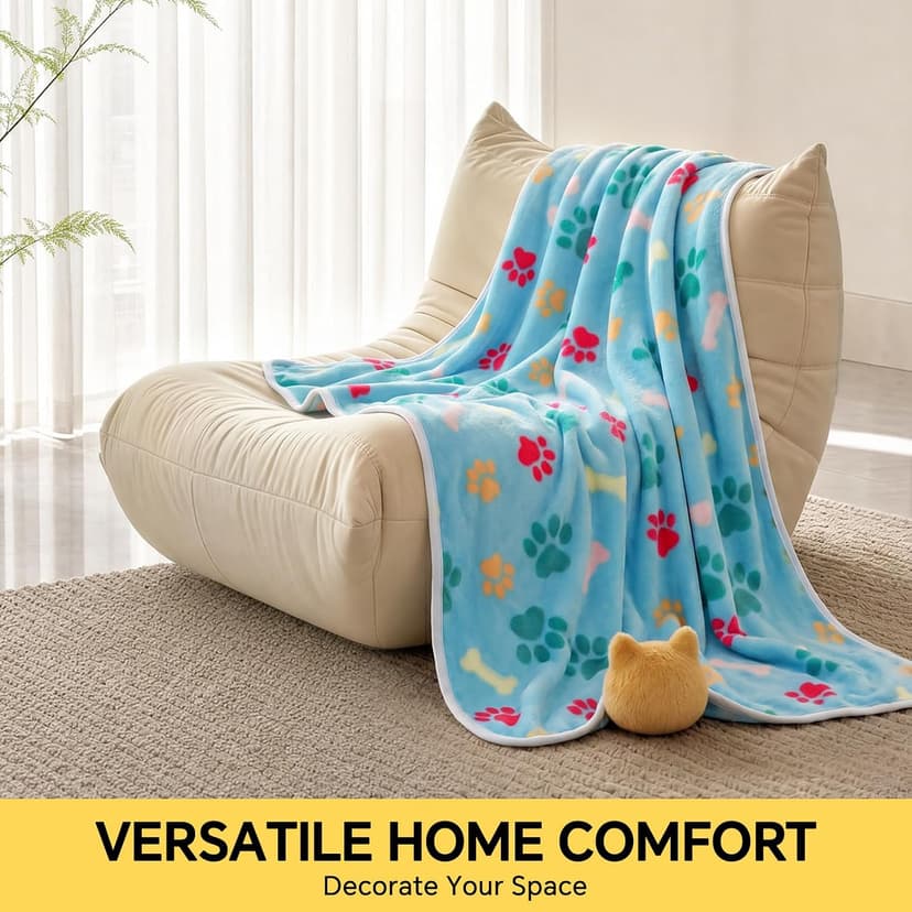 Luciphia 1 Pack 3 Blankets Fluffy Premium Fleece Pet Blanket Flannel Paw Printed Throw for Dog Cat(Small 23x16'', Grey/Brown/Blue) B09PFN1KR8