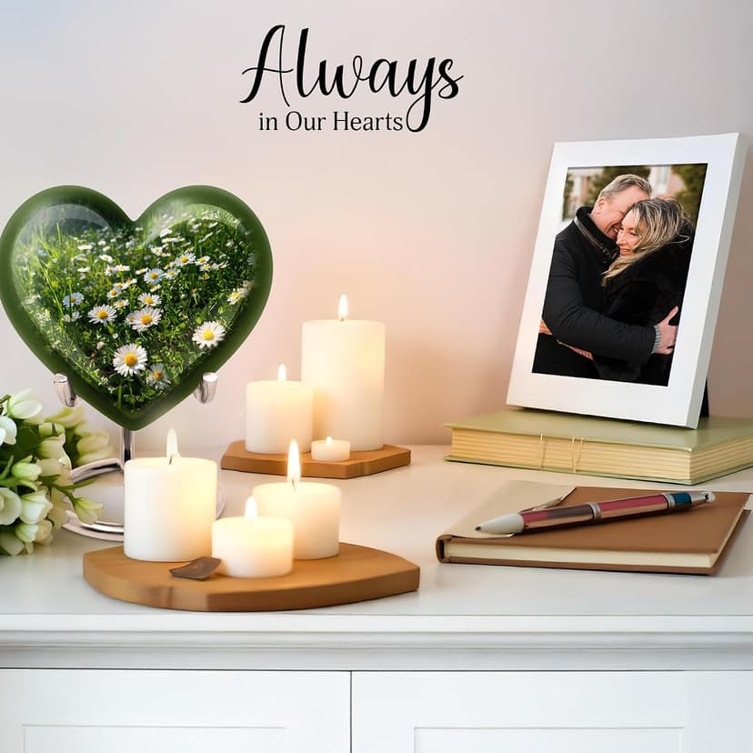 Daisy Small Burial Urns for Human Ashes Adult Male - Keepsake Green Cremation Urn for Mom- Mini White Flower Memorial Funeral Urn for Ashes for Women - 3 Inch Small Urns for Dad B0FJS651WV