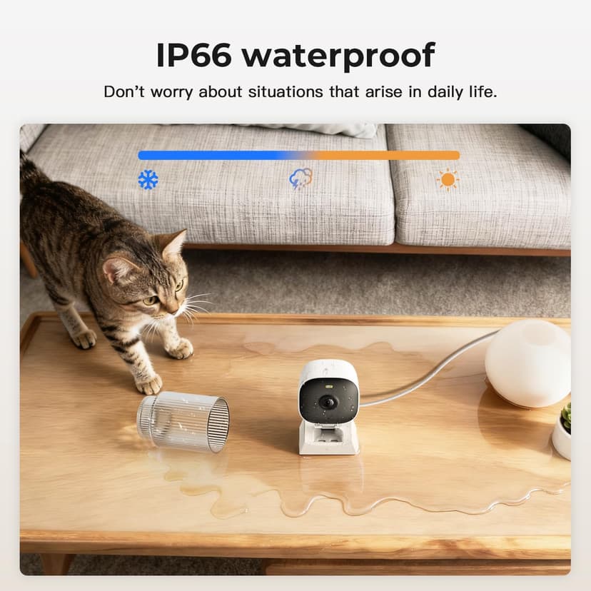2K Cameras for Home Security,Indoor/Outdoor for Baby/Elder/Pet Monitoring with Phone app,Wired Plug&Play,Color Night Vision,2-Way Audio & 24/7 Recording,Support 128G Card ( Not Included),2-Pack