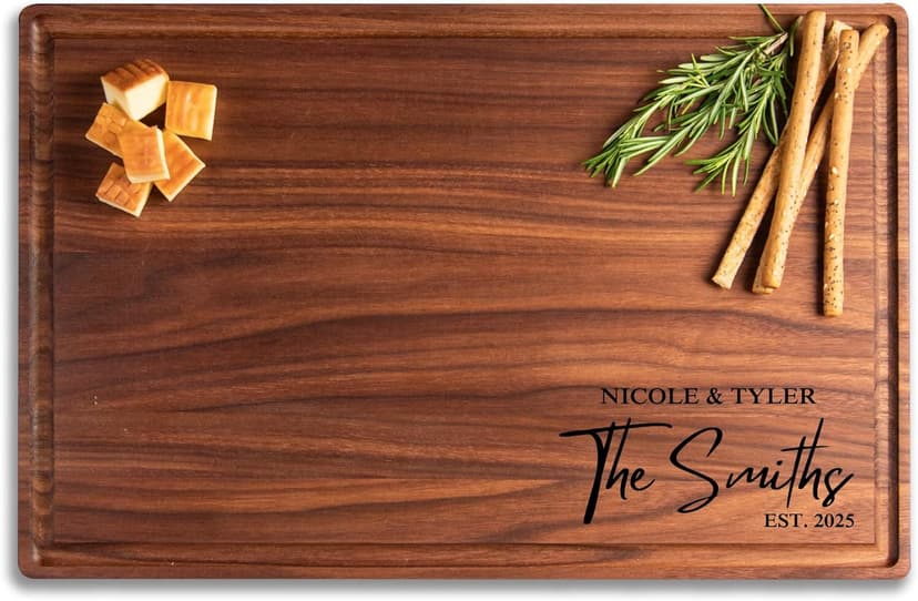 Personalized Cutting Board with Display Stand – Custom Engraved Charcuterie Board, Ideal Gift for Wedding, Housewarming, Bridal Shower, Anniversary, Birthday, Christmas, Mom & Couples, Family