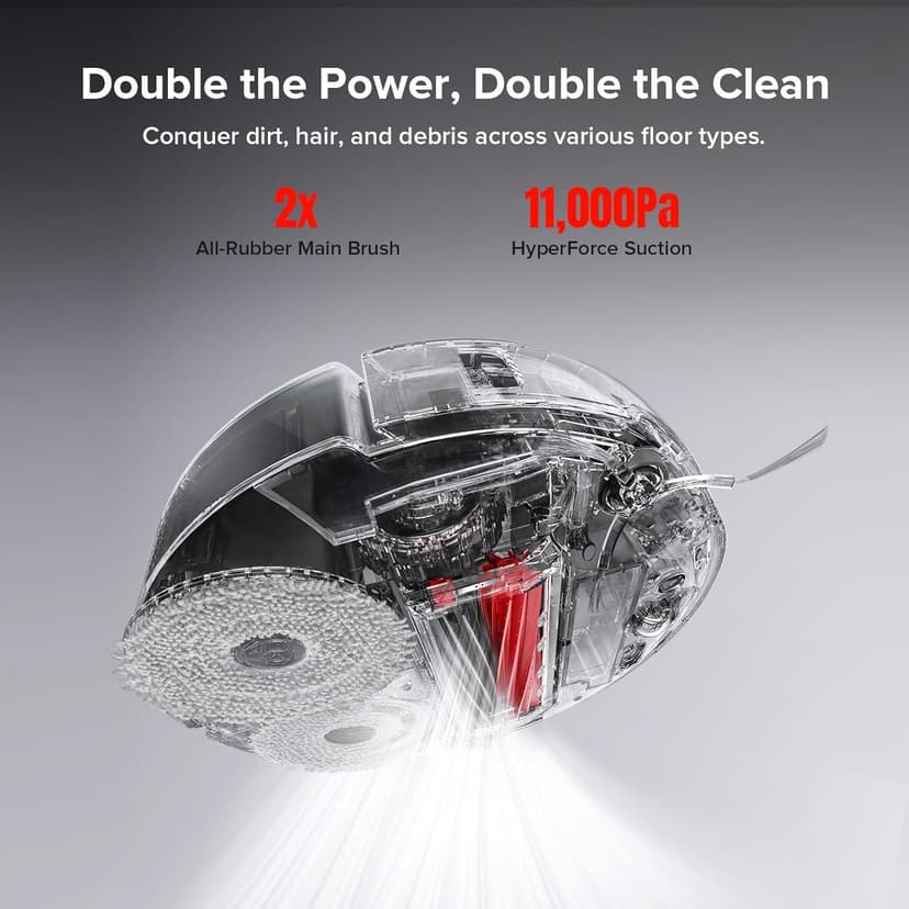 roborock Qrevo Slim Robot Vacuum and Mop Combo, 8.2cm Ultra-Slim, 3D Sensing Tech, Advanced Obstacle Recognition, 11,000Pa Suction, FlexiArm Side Brush & Mop, Auto Mop Washing & Drying, Self-Emptying