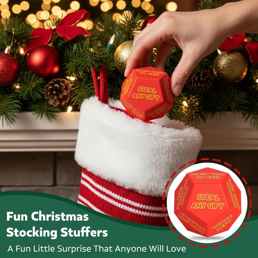 Christmas Gift Exchange Games for Family Party, Gifts Swap Dice Game for Teens Adults Stocking Stuffers Gag Chrismas Santa Swap Gift Exchange Dice Christmas Stuffers White Elephant Dice Games B0FWKMM264