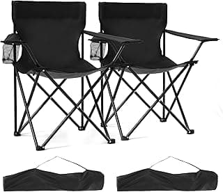 2 Pack Lightweight Folding Camping Chairs, Outdoor Lawn Beach Chair with Cup Holder & Carry Bag for Travel, Fishing, Picnic, Backyard, Hiking
