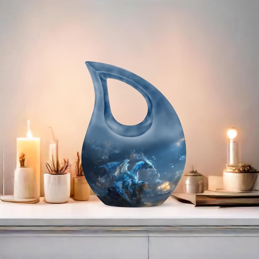 Blue Dragon Keepsake Urn for Ashes for Men, Drop Funeral Tiny & Cremation Urns for Human Ashes, Handcrafted Sympathy Gift for Loss of Family, Burial Cremains Containers (3 Inch) B0FFTCVPGZ