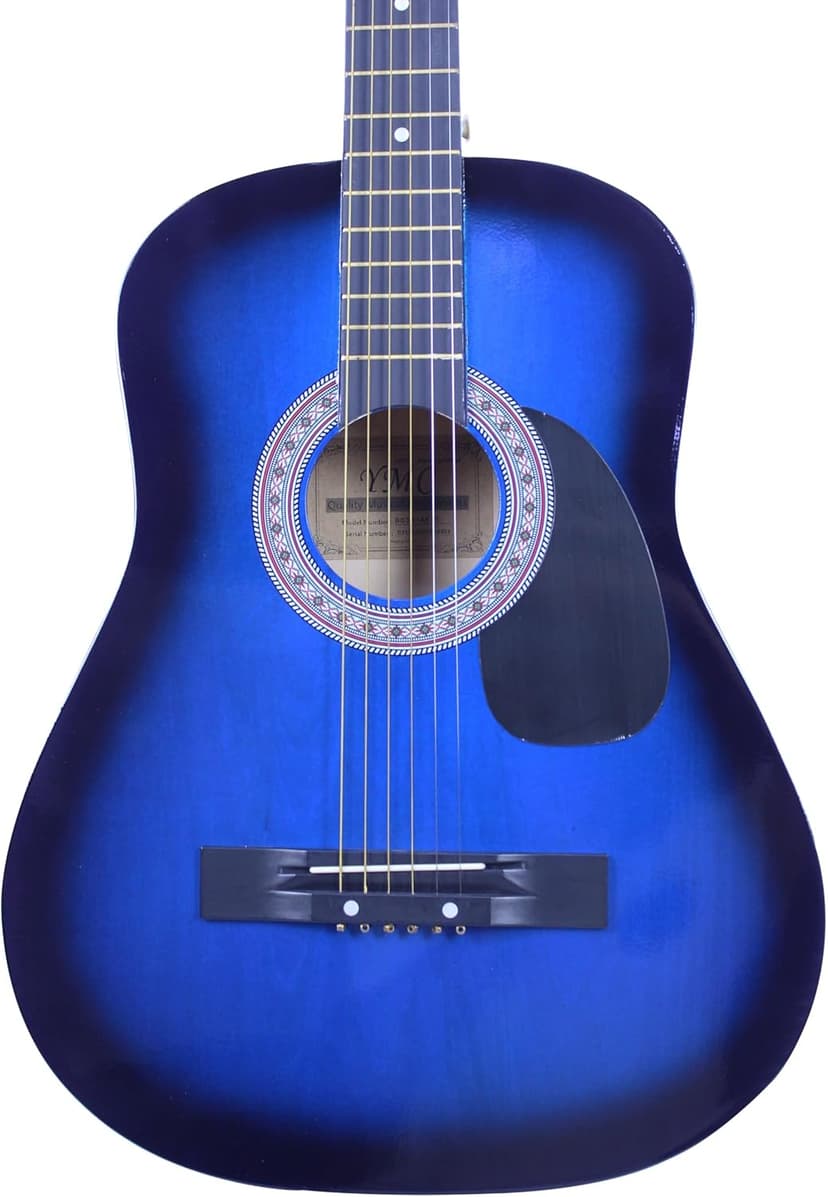 YMC 38" Blue Beginner Acoustic Guitar Starter Package Student Guitar with Gig Bag,Strap, 3 thickness 9 Picks,2 Pickguards,Pick Holder, Extra Strings, Electronic Tuner -Blue