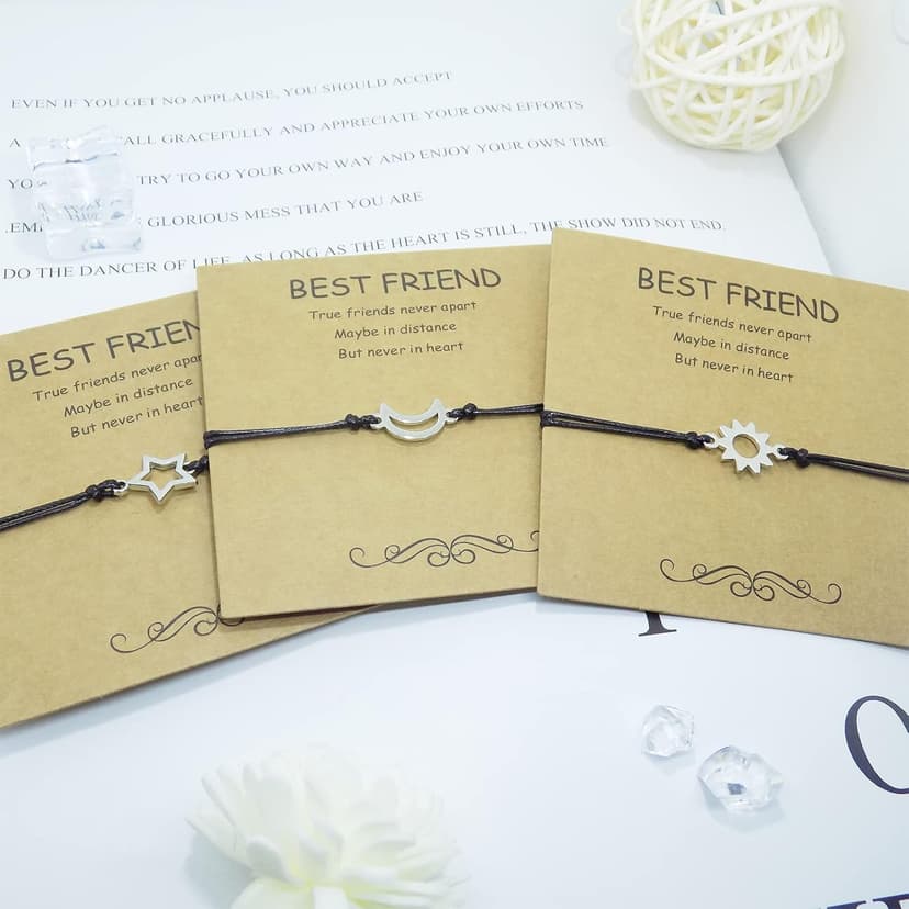 HOHOTANG Best Friend Bracelets for 3, Friendship Bff Matching Heart Bracelet for Women, Trio Bracelets Adjustable Birthday Jewelry Gifts for Best Friends