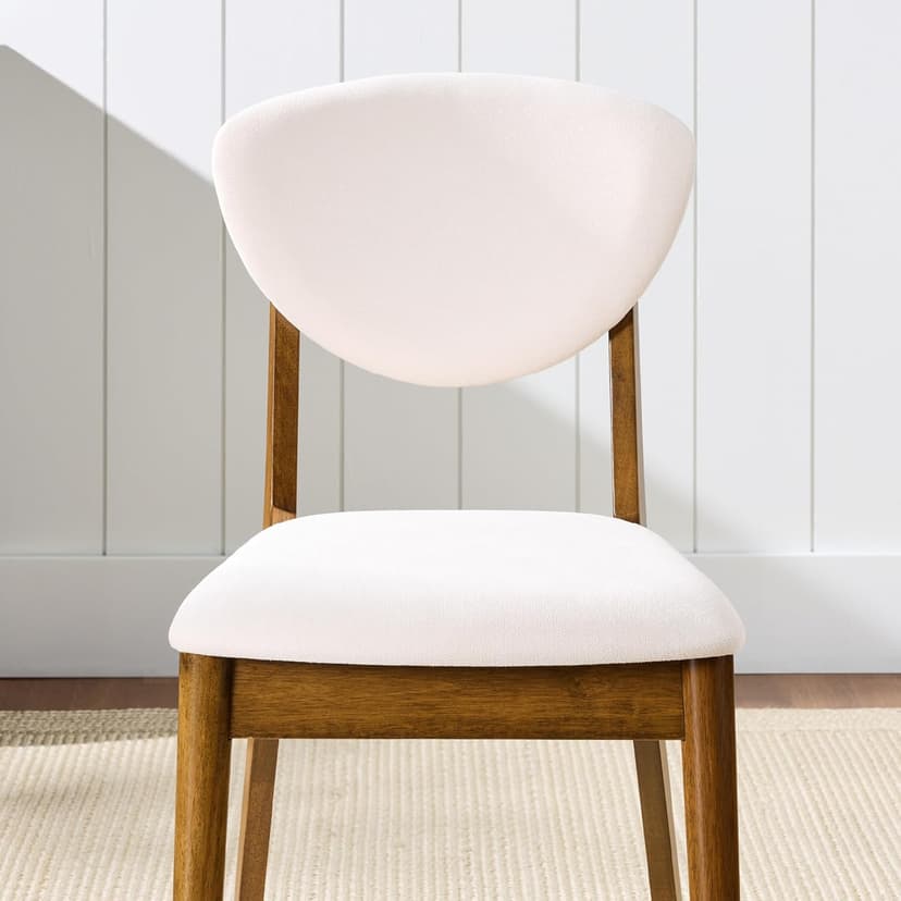 Best Choice Products Wooden Dining Chairs, Wood Mid-Century Modern Upholstered Side Chairs, Farmhouse Cushioned Dining Chairs Set of 4 for Dining Room - Walnut/Cream