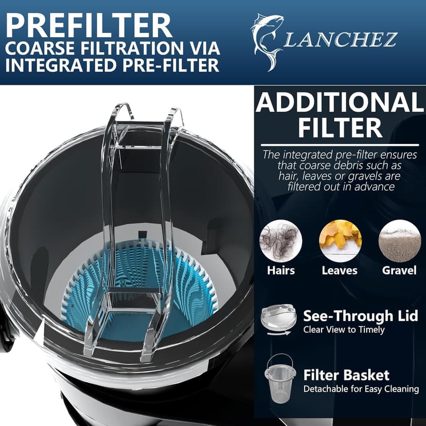 LANCHEZ 16" Sand Filter with 1.5 HP Pool Pump, Digital Programmer Timer, 4900 GPH for Above Ground Pool Pump Set Up to 16000 Gallons, 7-Way Valve Sand Filter Pump System