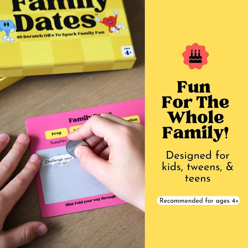 Family Dates 40 Scratch Off Cards – Fun Activities & Date Night Ideas for Kids and Parents – Adventure Card Game for Families – Unique Gift for Family Nights, Holidays, or Birthdays