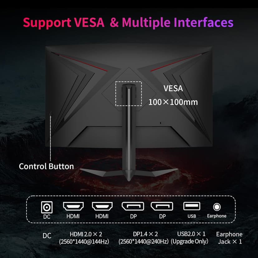 KTC 32Inch 240Hz Curved Gaming Monitor, 1000R VA, QHD(2560x1440p), 4000:1 Contrast, Support FreeSync GSync, HDMI2.0(144hz)/DP1.4(240hz)/Earphone, Tilt, Xbox PS5 Switch, 2K Computer Monitor (Renewed)