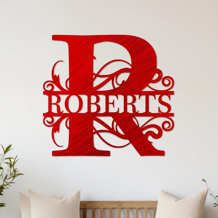 Custom Metal Name Sign | Metal Wall Art | Split Letter Monogram Wall Decor | Personalized Wedding Gift | Outdoor Sign