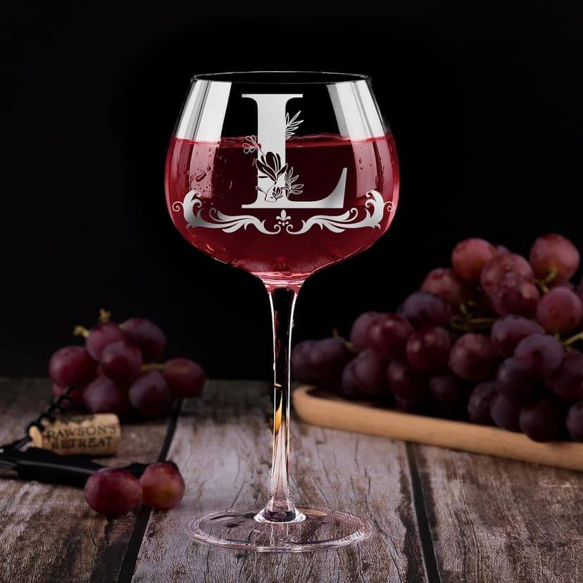 Personalized Monogram Gifts for Women - Customized Initial A-Z Wine Glass, Unique Christmas Birthday Gifts for Her, Mom, Wife, Sister, Daughter, Friend (Letter L)