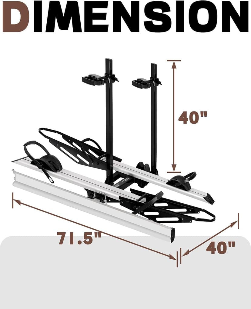 Young Hitch Mount Bike Rack with Ramp, 200 lbs. Capacity for 2 E-Bikes, Fat Tire and Standard, fits Cars, SUVs, RVs, Trailers with 2 Inch Receiver