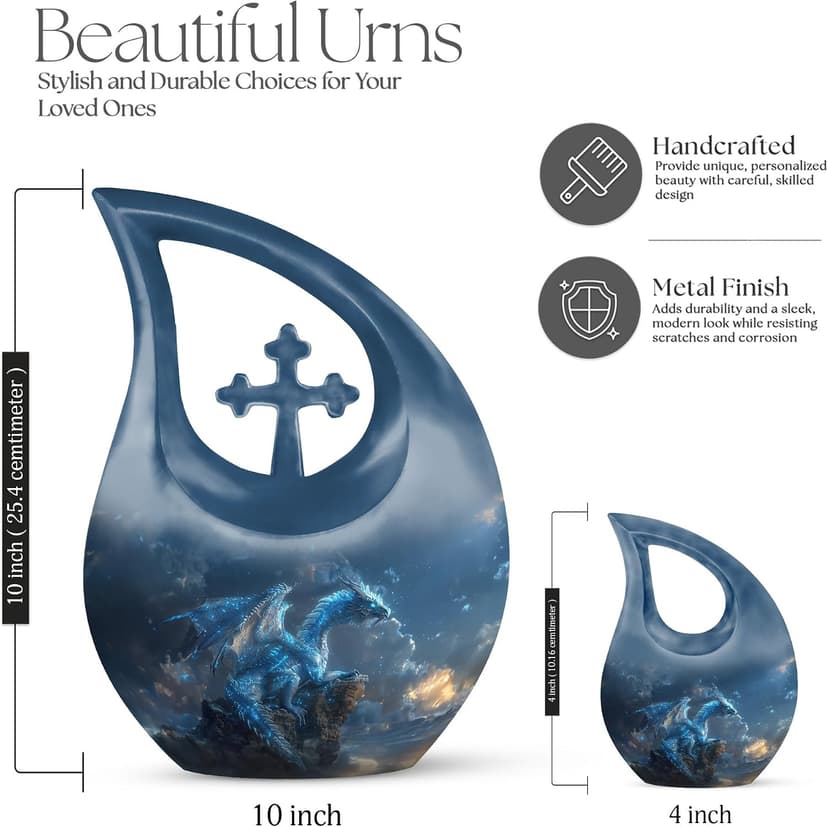 Blue Dragon Keepsake Urn for Ashes for Men, Drop Funeral Tiny & Cremation Urns for Human Ashes, Handcrafted Sympathy Gift for Loss of Family, Burial Cremains Containers (3 Inch) B0FFTCVPGZ