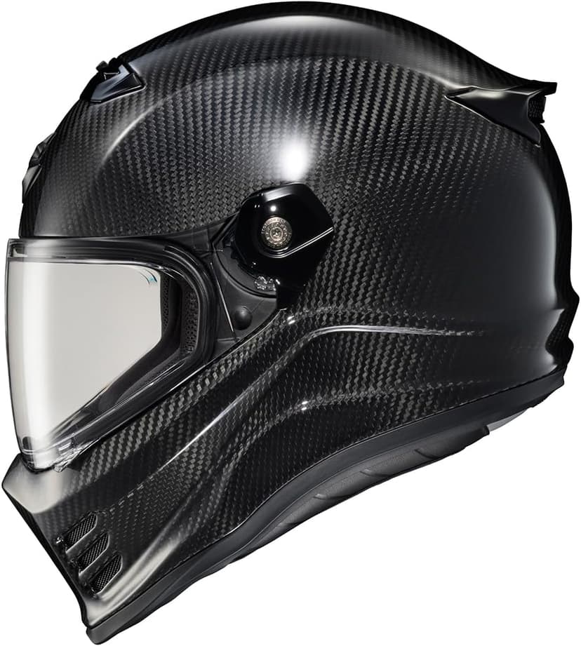 ScorpionEXO Covert FX Carbon Fiber Full Face Motorcycle Helmet Street Fighter Style - Bluetooth Ready Speaker Pockets DOT ECE Solid (Gloss Black - Medium)