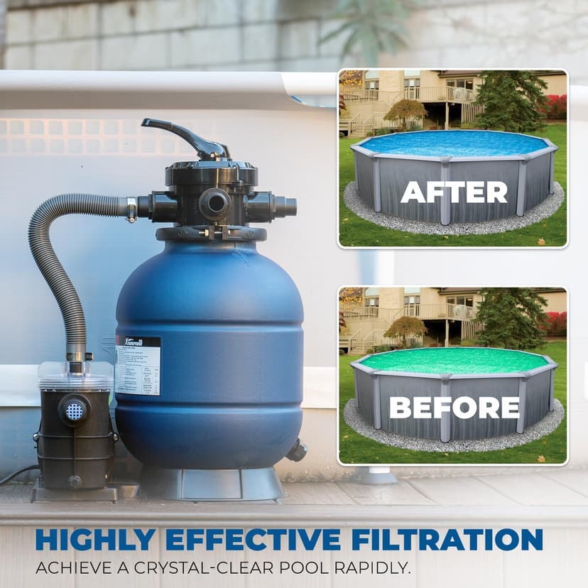 XtremepowerUS 13" Sand Filter 3/4HP Pool Pump 2,400 GPH for Above Ground Swimming Pool Set Multi-Port Valve Up To 10,000 Gallons, 1-1/4"NPT