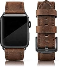 EDIMENS Leather Bands Compatible with Apple Watch 46mm 45mm 44mm 42mm(Series 1 2 3) Band Men Women, Vintage Genuine Leather Wristband Replacement Band Compatible for Apple Watch iwatch Series 10 9 8 7 6 5 4 SE
