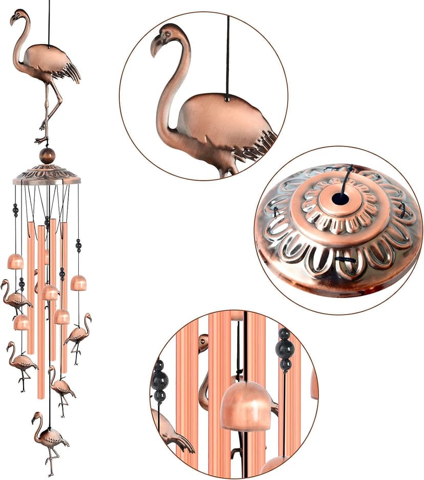 JOBOSI Flamingo Wind Chimes, Gifts for Mom Women Grandma Friends Mother, Flamingo Room Garden Decor Patio Decorations, with S Hook Flamingo Gifts B0968DSJW7