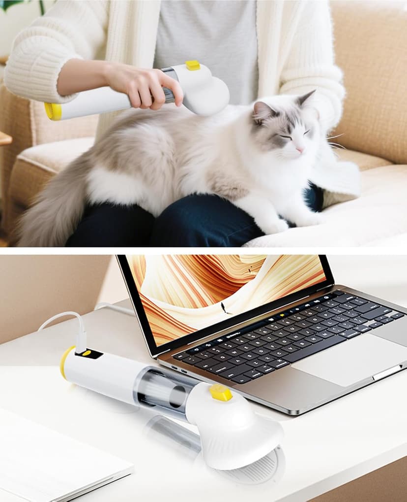 Cordless Dog Vacuum Groomer Kit,Cordless Rechargeable Vacuum Dog Brush for Hair,Handheld mini Pet Vacuum Brush,4200Pa Pet Grooming Cleaner With Comb Hair,Suitable for All Types of Cats and Dogs