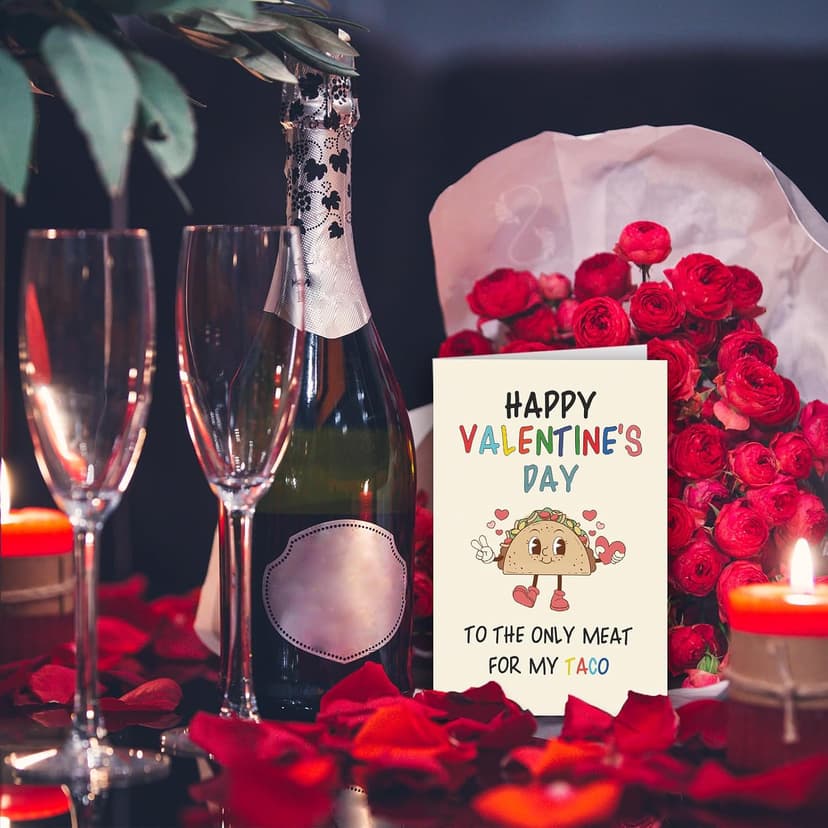 Funny Valentines Day Card Gifts for Him Boyfriend, Naughty Valentine's Day Gifts for Men, Unique Valentines Day Cards for Husband, Taco Vday Cards