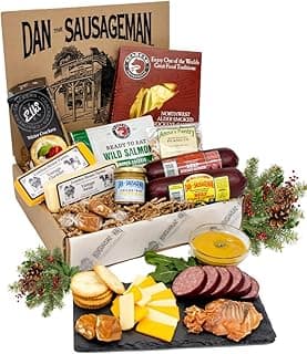 Dan the Sausageman Northwest Necessities Snack Gift Basket – Gourmet Meat & Cheese Summer Sausages, Mustard & Sweet Treats Set – 11-Items Holiday Box