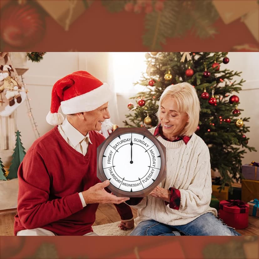 14 inch Wood Retirement Clock for Women Men, Day of The Week Wall Clock for Seniors, Funny Retirement Gifts for Father's Mother's Day Grandparents Birthday