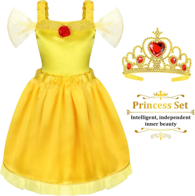 LIMIROLER Princess Dress Up Clothes for Little Girl Role Play Costume Gift Set Princess Dress Up Toys for Toddler Girls B0DF2V6NHW