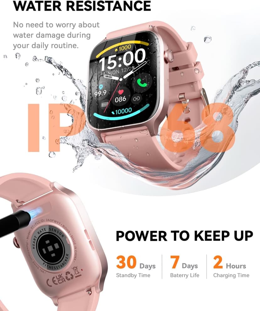 Smart Watches for Women Men, Fitness Tracker Watch with 110 Sports Modes, Step Counter/Sleep Monitor/Pedometer, IP68 Waterproof, Bluetooth Call & Music Control Smartwatch for iPhone/Android