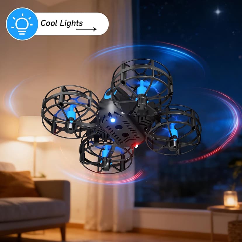 4DRC V18 Mini Drone for Kids Beginners, RC Quadcopter with 2 Control Modes, Headless Mode, Altitude Hold, Auto Hover, 3 Speeds, 3D Flips, LED Lights, 2 Batteries, Gift Toy for Boys