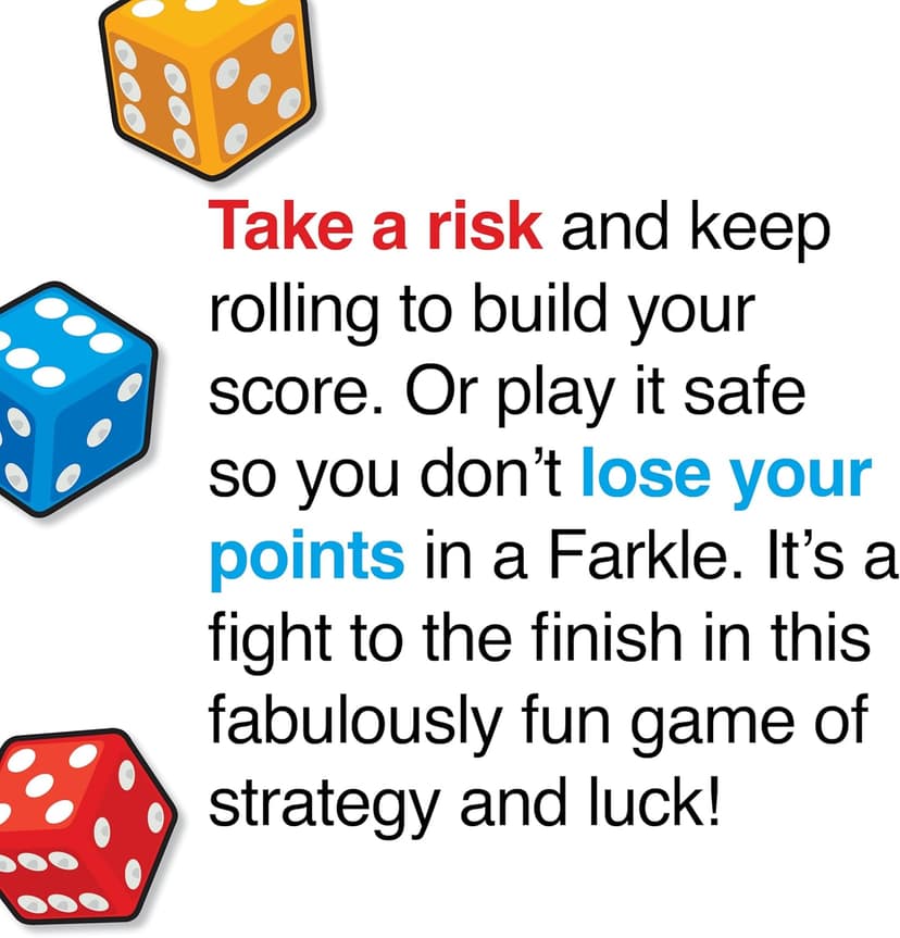 Farkle Classic Dice Game – Rainbow Kids Games, Dice Games, Family Games, Travel Games, Adult Games, Board Games, Dice Cup, Dice Set, Farkle Score Sheets Included, Ages 8+