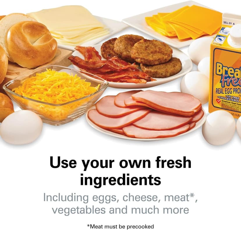 Perfect for English Muffins, Croissants, Mini Waffles | Customizable & Fast | PFAS-Free | Silver | 25475MN Hamilton Beach Breakfast Sandwich Maker with Egg Cooker Ring B00BTIUYOO