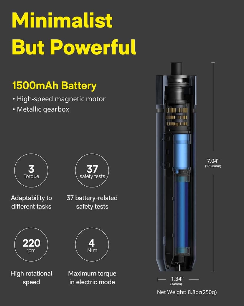 1/4'' Hex, Magnetic Lid, 1500mAh Rechargeable, LED Light, Ideal for Furniture Assembly, Home Improvement, and Garage Projects HOTO 25-Piece Upgraded Electric Screwdriver Kit, Cordless Screwdriver B0BLMQ8BXB