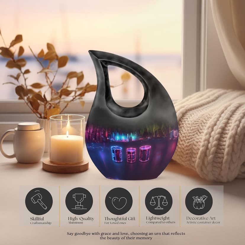 Drum Set Keepsake Funeral Tiny Urn for Ashes Adult Male & Female, Drop Burial Cremation Urns for Human Cremains, Memorials & Funerary Ash Holders, Memorial Gifts for Loved Ones, 3 Inch B0FFZF7VRH