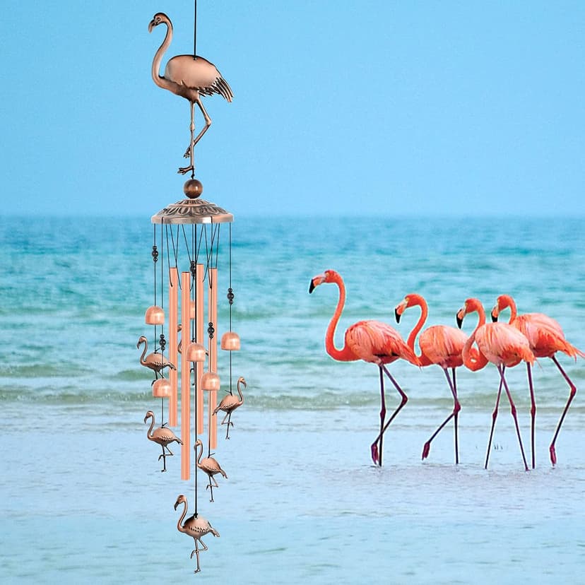 JOBOSI Flamingo Wind Chimes, Gifts for Mom Women Grandma Friends Mother, Flamingo Room Garden Decor Patio Decorations, with S Hook Flamingo Gifts B0968DSJW7