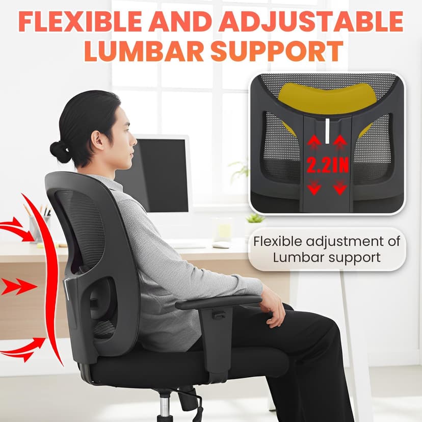 BestOffice Big and Tall Office Chair 500lbs Desk Chair Mesh Computer Chair with Lumbar Support Wide Seat High Back