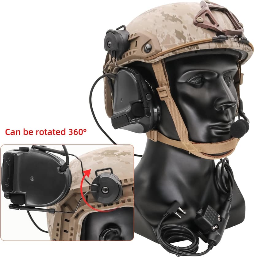 HEARFALCOM Comta III Tactical Headset Helmet ARC Rail Adapter Bracket Version Noise Cancelling Pickup Shooting Headset