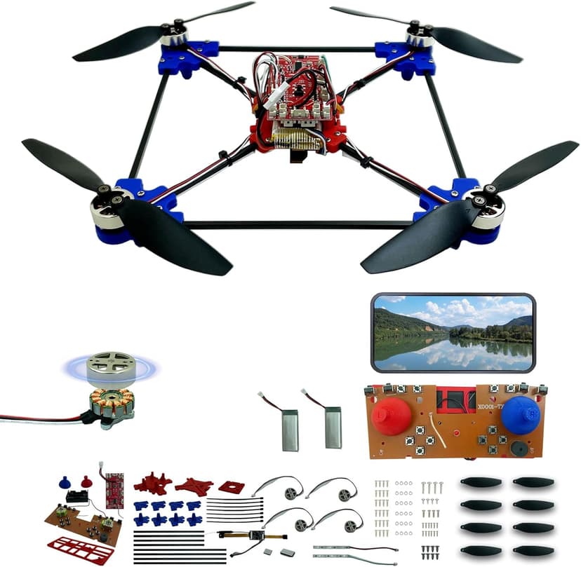 DIY Drone Kit with Brushless Motor & Dual Camera - STEM Building Project with Optical Flow Hovering, 360° Flips, One-Click Controls for Beginners to Learn Drone Engineering