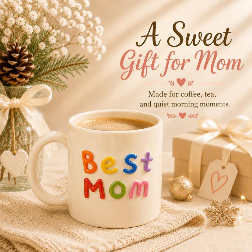 Colorful 3D Lettering Comfortable Handle Birthday Gifts for Mom Birthday Gifts Happy Birthday Mom Gifts For Mom,Mom Gifts,Mom Birthday Gifts,Mothers Day Gifts-Best Mom Mug B0H9YK5B49