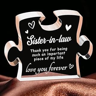 Sister in Law Gifts, Best Gifts for Sister in Law - 4.9 x 3.7 inch Engraved Acrylic Block, Christmas Mothers Day Wedding Gifts for Sister in Law, Sister in Law Birthday Gifts Ideas