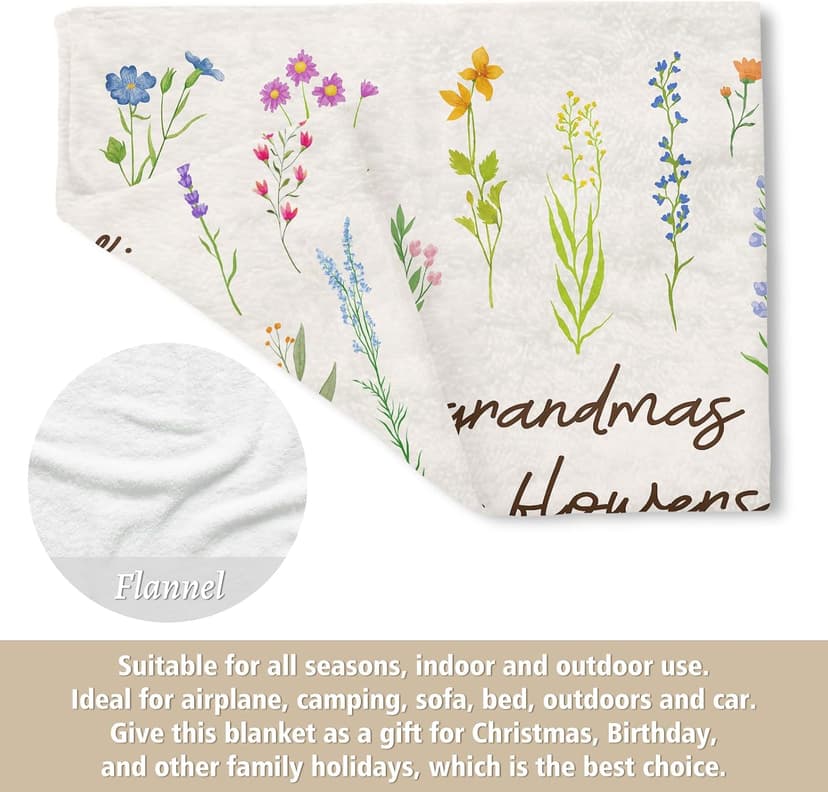 Best Gifts for Grandma from Grandkids, Grandmother Gift on Grandparents Day, Christmas, Soft Throw Blankets 50'' x 60'' Grandma Gifts, Floral Blanket for Grandma Birthday Gift B0GBT218BS