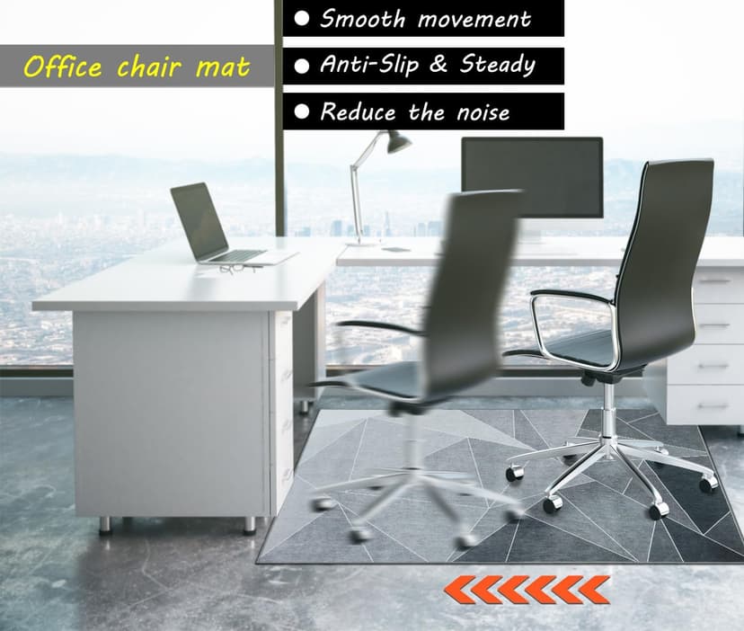 Office Chair Mat for Hardwood Floor & Low-Pile Carpet,36"*48" Highly Premium Quality Protector Floor Mat,Desk Chair Mat - Anti-Slip Carpet Chair Mats for Laminate/Tile Floor Black Grey